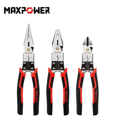 China Wire Stripping MAXPOWER Linesman Pliers Side Wire Crimper Cutter Diagonal Wire Stripper 8 Inch Wire Stripper à venda