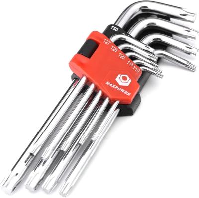 China Maxpower Not Rated Set-Pro Arm 9 Piece Allen Wrench Main Grade Torx Long 6 Point Star Allen Wrench Tools for sale