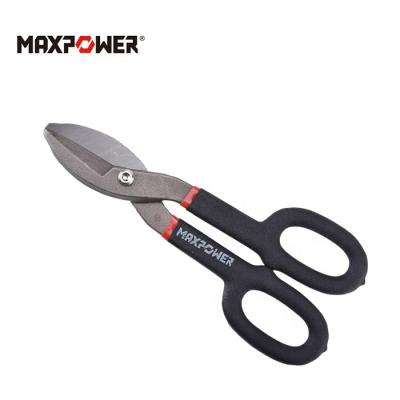 China For form MAXPOWER metal brand high quality tinner snips straight snips dipping handle for sale