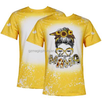 China 2021 New Arrival Sublimation Faux Bleach T-shirt Polyester Short Sleeve Eco-friendly T-shirt For Custom Print for sale