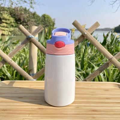 China Customized Viable Logo Stainless Steel Sublimation Sippy Bottle Tapered DIY Kids Tumbler With Straw Lid for sale