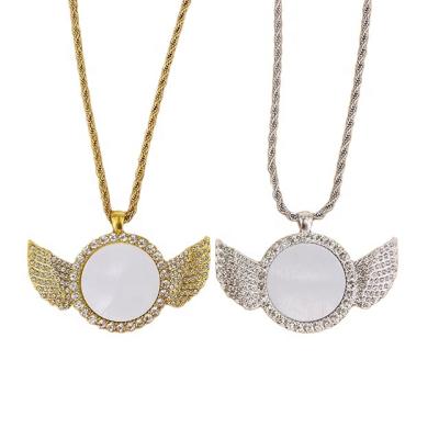 China Custom Photo Angel Wing Necklace Pendant Classic Blank Sublimation Jewelry for sale