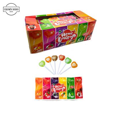 China OEM Lollipop Cartoon Lollipop Kids Snacks Gift Package Heart Shape Ball Flavor Halal Soft Fruity Lollipop Sweet Candy for sale