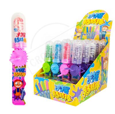 China Wholesale factory price OEM to child fun candy toy fun normal creative hand spin lollipops hard candy by box for sale