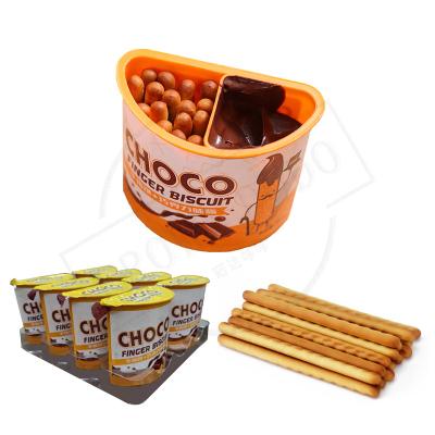 China Low-CARB New Product Finger Cookie Boxes Salty and Sweet Cookie with Chocolate Syrup High Quality Finger Cookie Cup Chocolate Cookies for sale