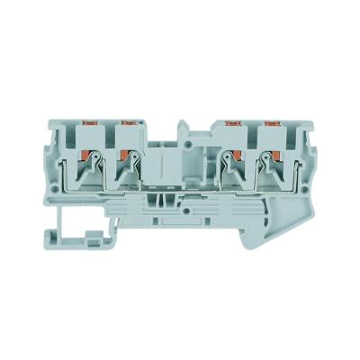 China Wire Connecting PT 2.5-QUATTRO 4 Conductor Multi Level Feed Through Push In To Double DIN Rail Feed Through Spring Terminal Block for sale