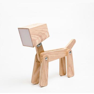 China Unique Bedside Desk Light .desk Light Touch Sensor Wood Dimmable Warm White Dog Table Reading Table Lamp for sale