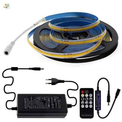 China Decoration Lighting 320 LED COB LED Strip Lights RF 12V 3000K Wireless Remote Control High Flexible Spot LED Free Strip for sale