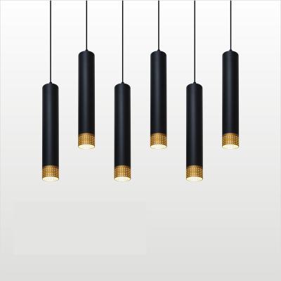 China Modern Led Pendant Lamp Long Tube Pendant Lamp Dining Room Island Bar Shop Decoration Cylinder Pipe Kitchen-Black for sale