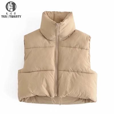 China ODM Logo Sleeveless Breathable Custom Breathable Polyester 100% Cotton Winter Vest Women Short Coat Stripper Jacket for sale