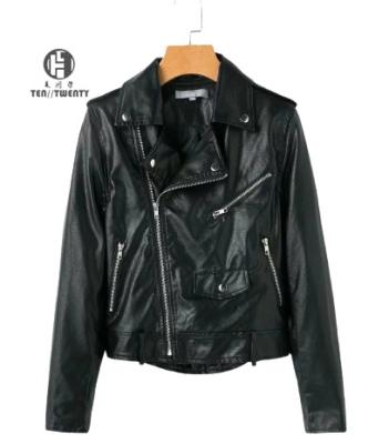 China 2021 Custom Black Women's Motorcycle Outdoor QUICK DRY PU Leather Jacket For Winter for sale