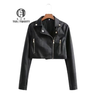 China New Arrival Black Female Pu Leather Jacket Women Motorcycle QUICK DRY Jackets Winter Autumn Stand Short Thin Coated 2021 Outdoor Custom Made for sale