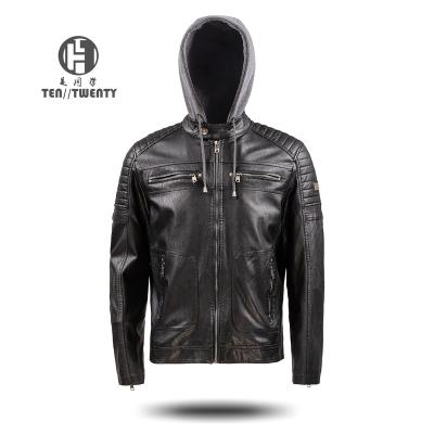 China 2021 PU Low MOQ Dual QUICK DRY OEM Fashion Planket Autumn Custom Hooded Men's Fake Leather Motorcycle Plus Size Jacket for sale