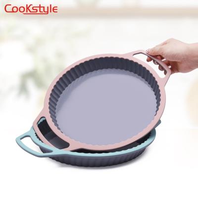 China New viable two color stainless steel ring silicone cake mold mousse cake pot pizza pan thickened baking oven special for sale