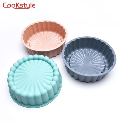 China Round cake viable mold silicone flower shape non-stick food grade mold for part baking easy demold for sale