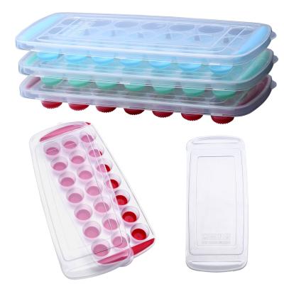 China Sustainable 21-Ice Silicone Cube Tray With Lid - Heavy Duty Removable Cover, Dishwasher Safe for sale