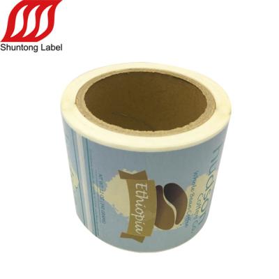 China Waterproof Self Adhesive Printed Logo Coffee Paper Sticker Labels for Coffee Mugs and Bags for sale