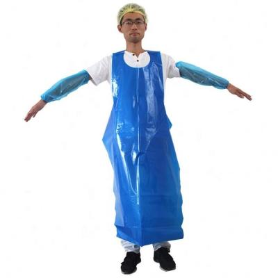 China Disposable Drinks / Food LDPE Plastic Apron HDPE Apron 71x120 Blue / White for sale