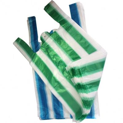 China Disposable Factory Stripe Plastic T-shirt Bag T-shirt Bag Manufacturer for sale