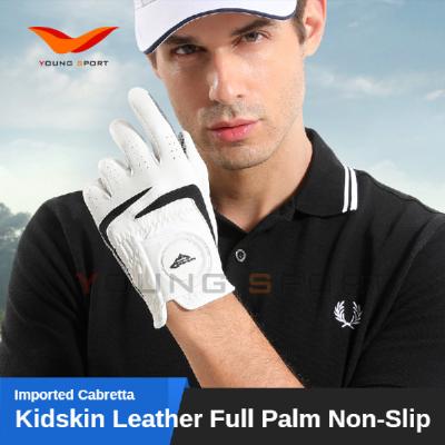 China New Arrival Men's Grippy Quick-Dry Non-slip Sheepskin Protective Leather Breathable Wear-Resistant Golf Gloves for sale