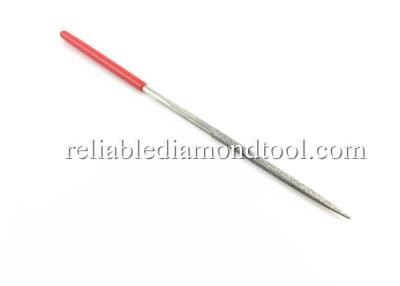 China Medium Polishing Tool Diamond Needle Files , Red PVC Handle Round Diamond File for sale