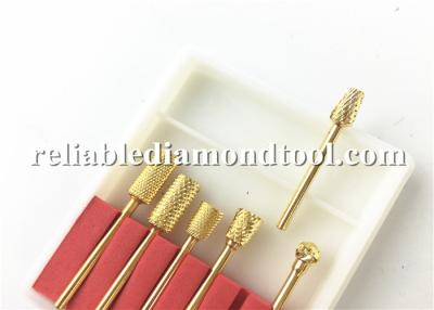 China 6 PCS / Set Tungsten Steel Dental Drill Bits Carbide Burr Bit With Gold Coating ISO for sale