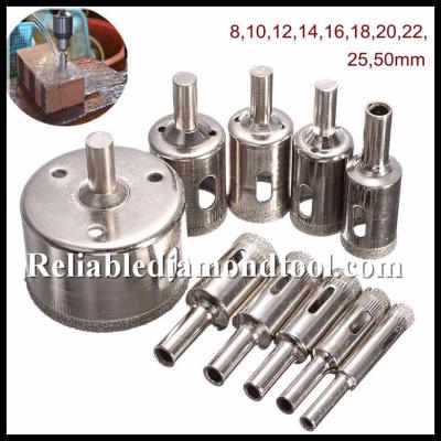 China Straight Shank Electroplated Diamond Drill Cutter / Glass Hole Saw Size 5-155mm for sale