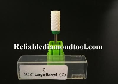 China Coarse Type Green Color Smooth Top Large Barrel Ceramic Nail Drill Bits With Plastic Tube Package for sale