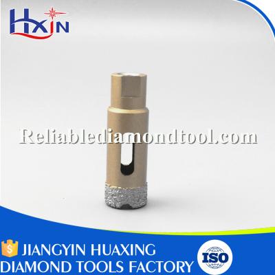 China Brazed Diamond Core Drill Bit Diameter for 20mm for Stone/Ceramic/Glass Golden for sale