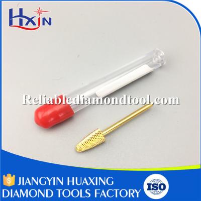 China Tungsten Carbide Burrs Golden Head Diameter 6.3mm Head Length 13mm Flame Type XXC Overall Length 40mm for sale