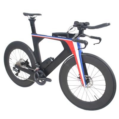 China Full Carbon Fiber Bicycle Full Time Bike TT Bike 700C Carbon Trial Fiber With Front Tri Spoke Rear Disc Wheels SHI R8070 for sale