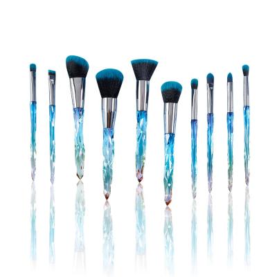 China Makeup Brushes With Diamonds Ready To Ship In Stock Fast Shipping 10 PCS Diamond Long Handle Crystal Bling Makeup Brushes Makeup Brush Set for sale