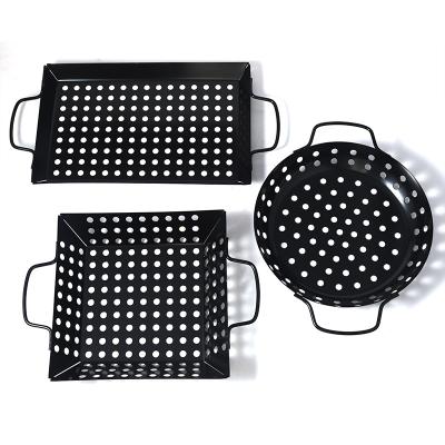 China Rectangular Stainless Steel Barbecue Square BBQ Tools Accessories Round Easily Cleaned Grilling Basket for sale