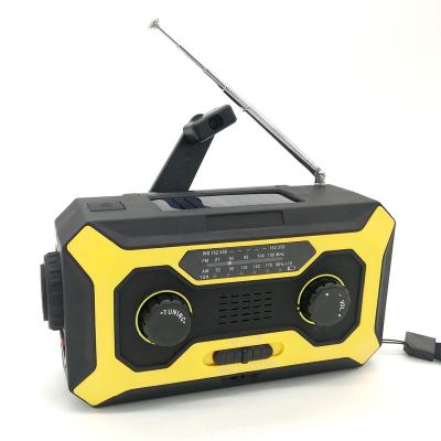 China SOS alert; Headphone Jack; Power display; 4000mAh Flashlight Noaa Weather SOS Generator Bass Waterproof Hand Solar Multifunctional Emergency AM Radio Speaker Charger Radio for sale