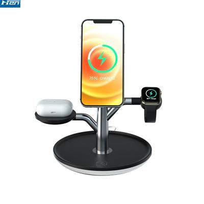 China Microphone New Product 3 In 1 Magnetic Fast Wireless Charger 15W Wireless Charger For iPhone for sale