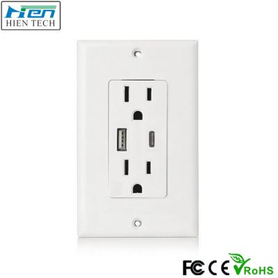 China 2019 New Type C Wall USB Outlet Smart ID Charger USB Wall Outlet for sale