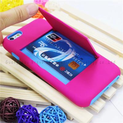 China iphone case storage,card holders for iphone 6 plus ,PC+Silicone material,colors,anti-shock for sale