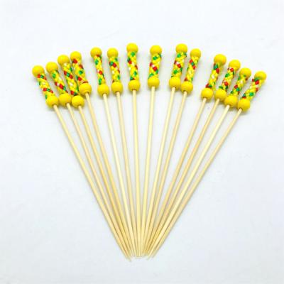 China Factory Wholesale Bamboo Party Decor Stick Easily Cleaned Bamboo Cocktail Stick With Pearl for sale