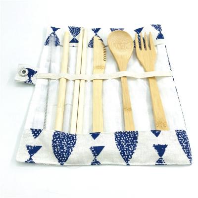 China Factory Direct Stocked Eco Friendly Reusable Bamboo Cutlery Set Set For Moving for sale