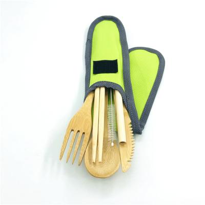 China Sustainable Factory Wholesale Natural Bamboo Moving Cutlery Set Portable Bamboo Cutlery Set 6pcs for sale