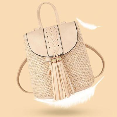 China Spring Fashion New PP Shoulder Bag Women's Backpack Diagonal Tassel Woven Lightweight Straw Bag Women's Spring Fashion Bag for sale