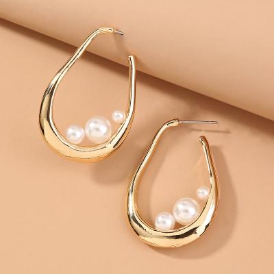 China Simple And Fashionable Hot Selling Pearl Gold Environmental Friendly Jewelry Drop Earrings For Women for sale