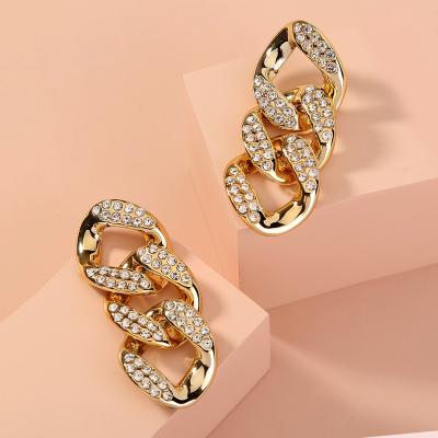 China Environmentally friendly new style diamond-studded plastic grease chain earrings temperament ladies fashion new geometric earrings jewelry for sale