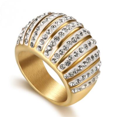 China New Environmental Friendly Designing Round Rhinestone Stretch Ring Jewelry Titanium Steel Diamond Full Rings Jewelry Party Gifts Wholesale Decoration for sale