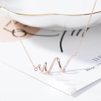 China New Style Heartbeat Environmental Friendly S925 Female Sterling Silver Net Red Hot Necklaces Style Simple Personality Accessories A246 for sale