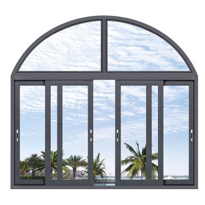 中国 Modern Style Screen Bridge Sound Insulation Two Rail Folding Tempered Glass Aluminum Alloy Broken Sliding Window 販売のため