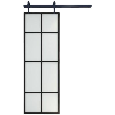 China Single anti-theft tempered glass barn doors with narrow sides can be used for domestic bathrooms for sale