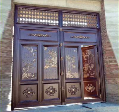 China EUROPEAN Aluminum Art Courtyard Villa Front Double Open Foldable Electric Translation Door for sale