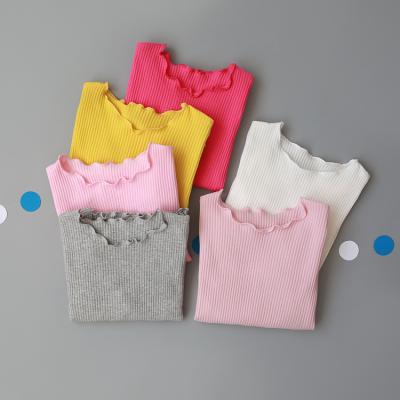 China 2020 New Breathable Fashion Kids Girls Clothes Upper Rib Cotton Raw Edge Ruffle Kids Girl Clothes for sale