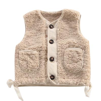 China New style waterproof foreign children's wear vest, lamb velvet thickened one-piece vest in autumn for sale